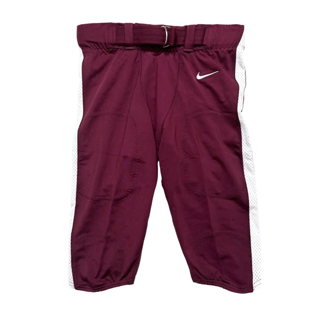 Nike Stock Vapor Pro Football Pants Tight Fit Belted Maroon White Large